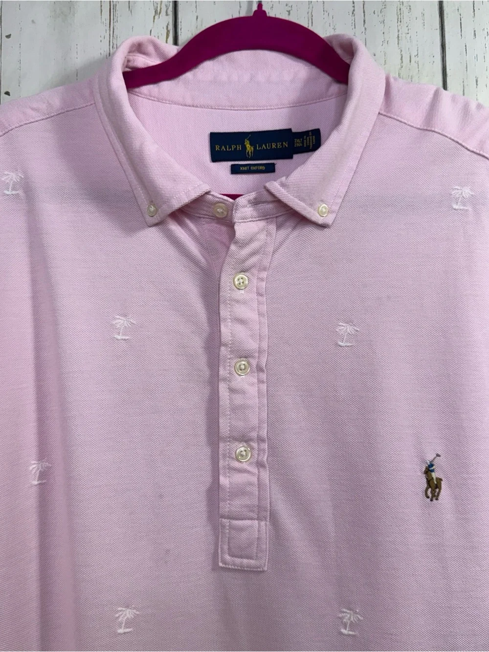 Ralph Lauren Pink Polo Shirt 2XLT Big Tall Palm Tree Embroidered Golf Preppy